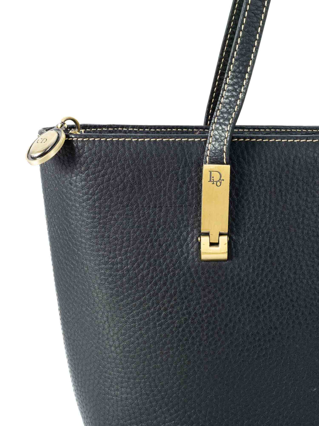 Christian Dior Logo Leather Shoulder Bag Black