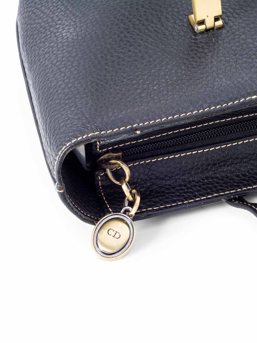 Christian Dior Logo Leather Shoulder Bag Black