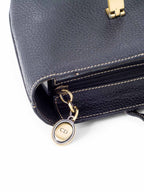 Christian Dior Logo Leather Shoulder Bag Black
