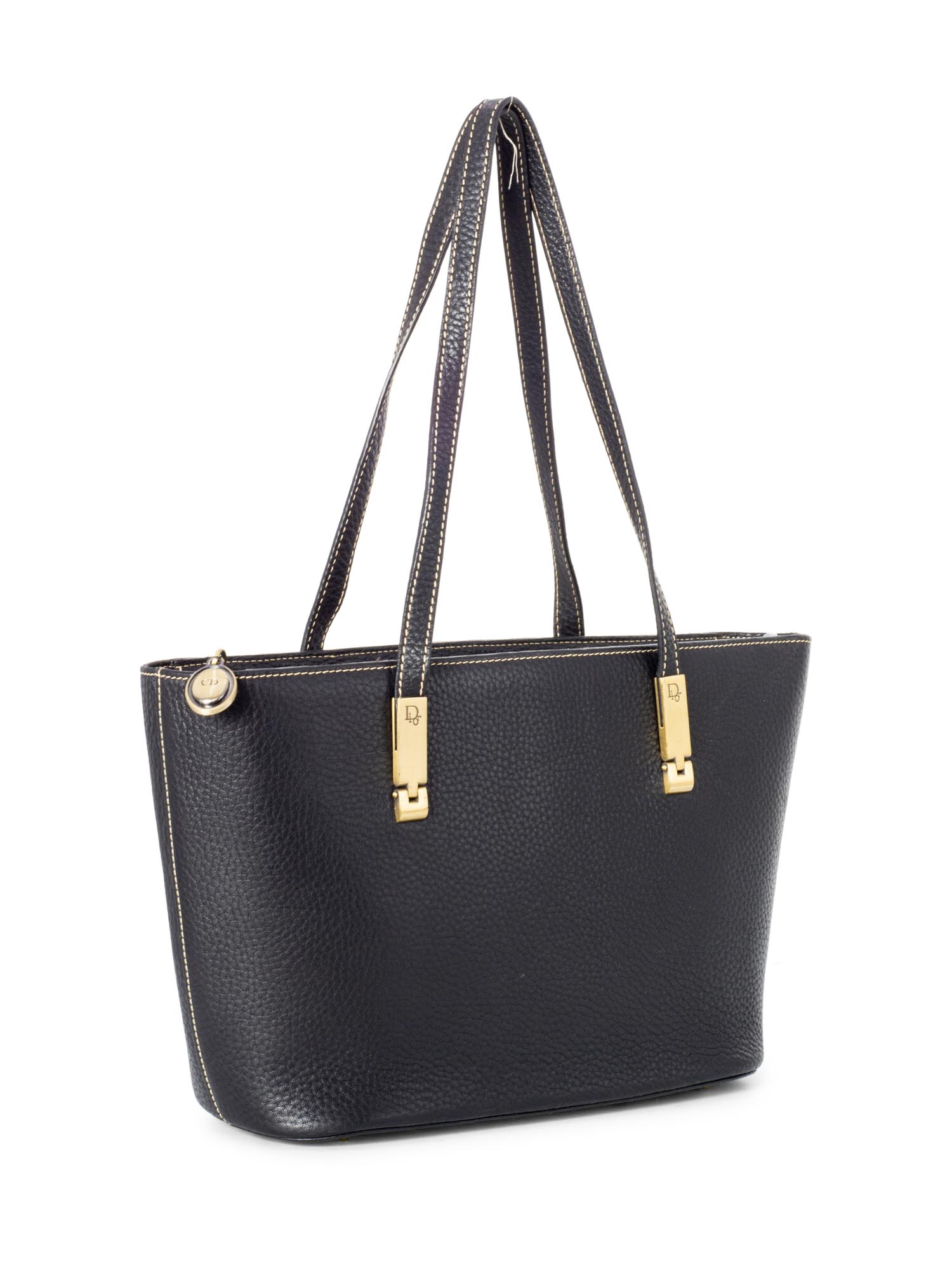 Christian Dior Logo Leather Shoulder Bag Black