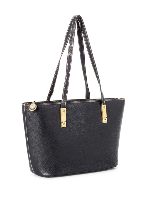 Christian Dior Logo Leather Shoulder Bag Black