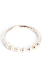 Christian Dior Logo Pearl Bangle Bracelet Gold White