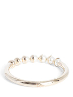 Christian Dior Logo Pearl Bangle Bracelet Gold White