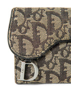 Christian Dior Logo Saddle Wallet Black Silver