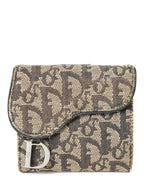 Christian Dior Logo Saddle Wallet Black Silver