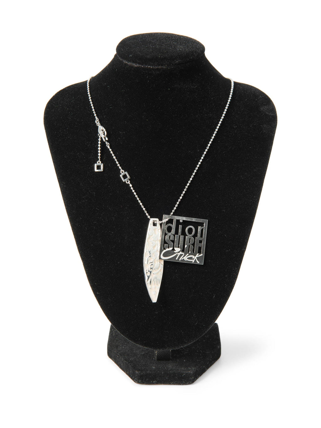 Christian Dior Logo Surf Necklace Silver