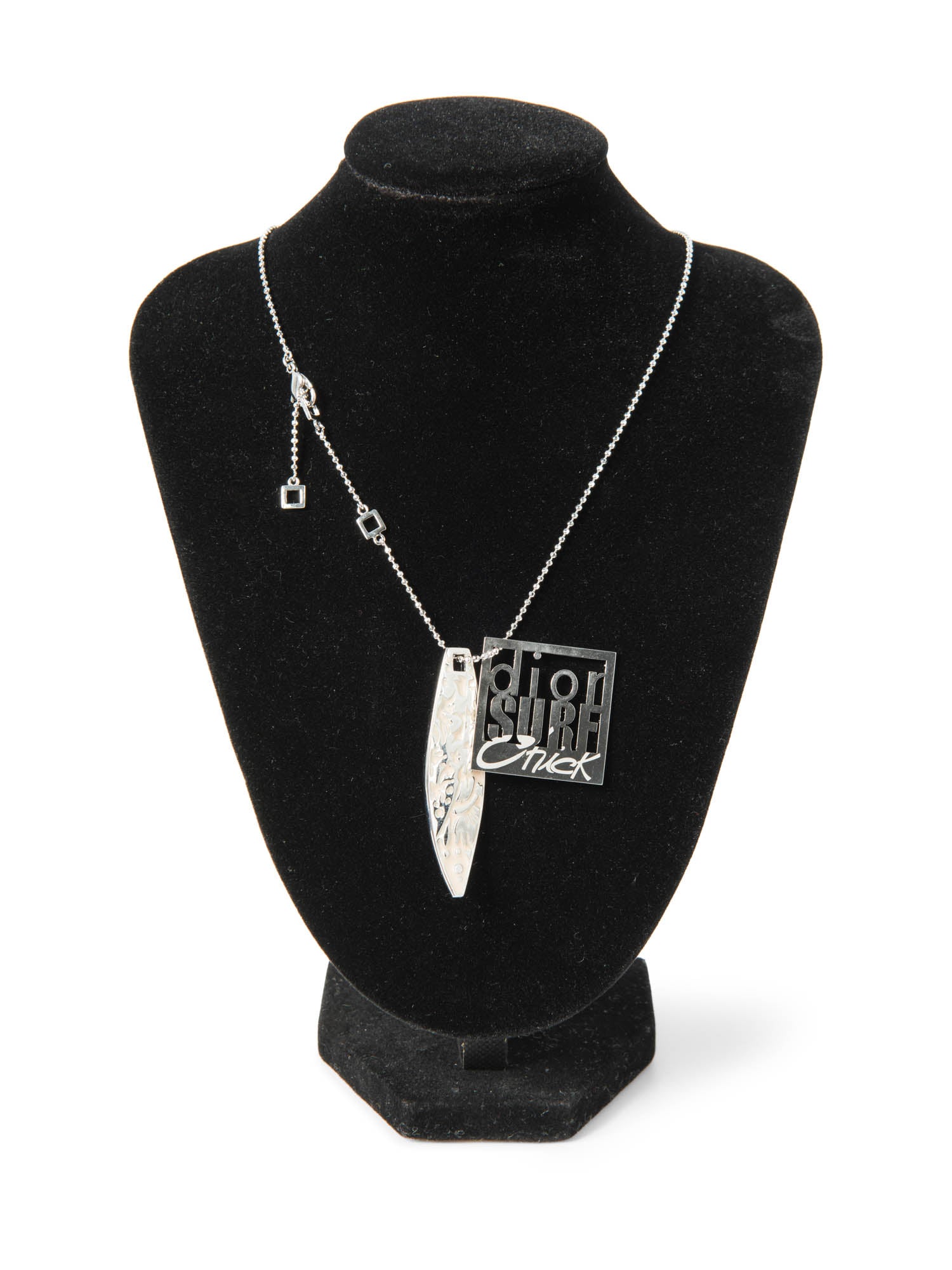 Christian Dior Logo Surf Necklace Silver