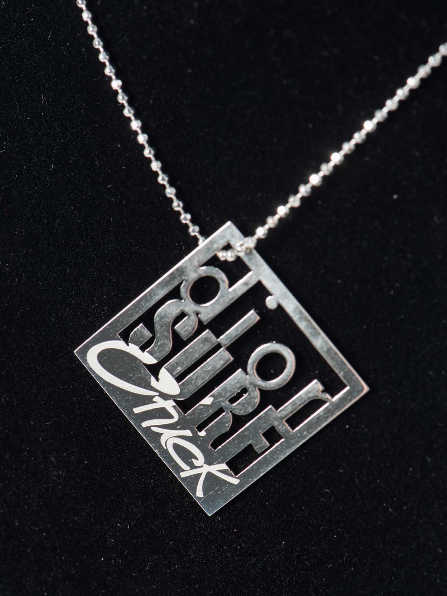 Christian Dior Logo Surf Necklace Silver