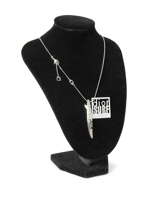 Christian Dior Logo Surf Necklace Silver