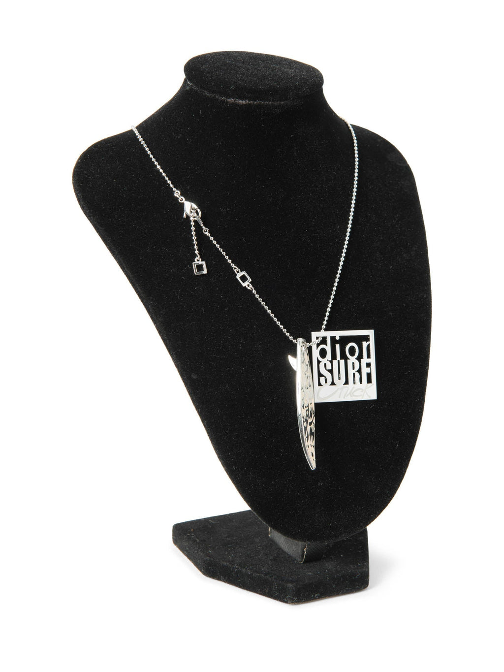 Christian Dior Logo Surf Necklace Silver