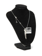 Christian Dior Logo Surf Necklace Silver