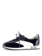 Christian Dior Logo Velvet Leather Diorun Sneakers Black White