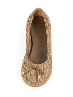 Christian Dior Oblique Logo Embroidered Ballet Flats Beige