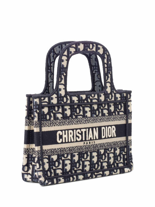 Christian Dior Oblique Mini Book Bag Blue White