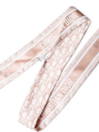 Christian Dior Oblique Print Silk Twilly Scarf Taupe White