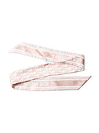 Christian Dior Oblique Print Silk Twilly Scarf Taupe White