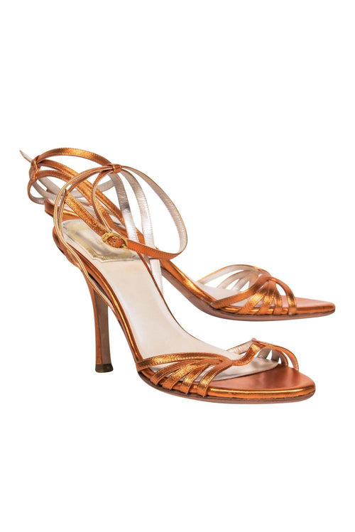 Christian Dior - Orange Metallic Strappy Pumps Sz 6.5