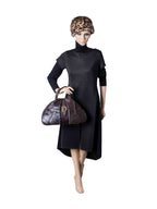 Christian Dior Ostrich Double Saddle Top Handle Bag Brown