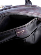 Christian Dior Ostrich Double Saddle Top Handle Bag Brown