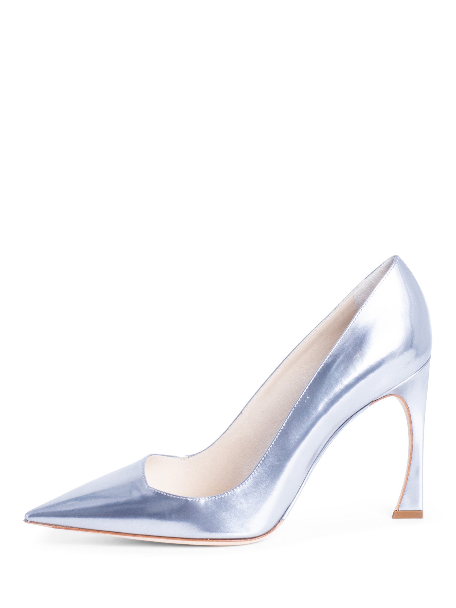 Christian Dior Patent Leather Pointy Toe Pumps Silver