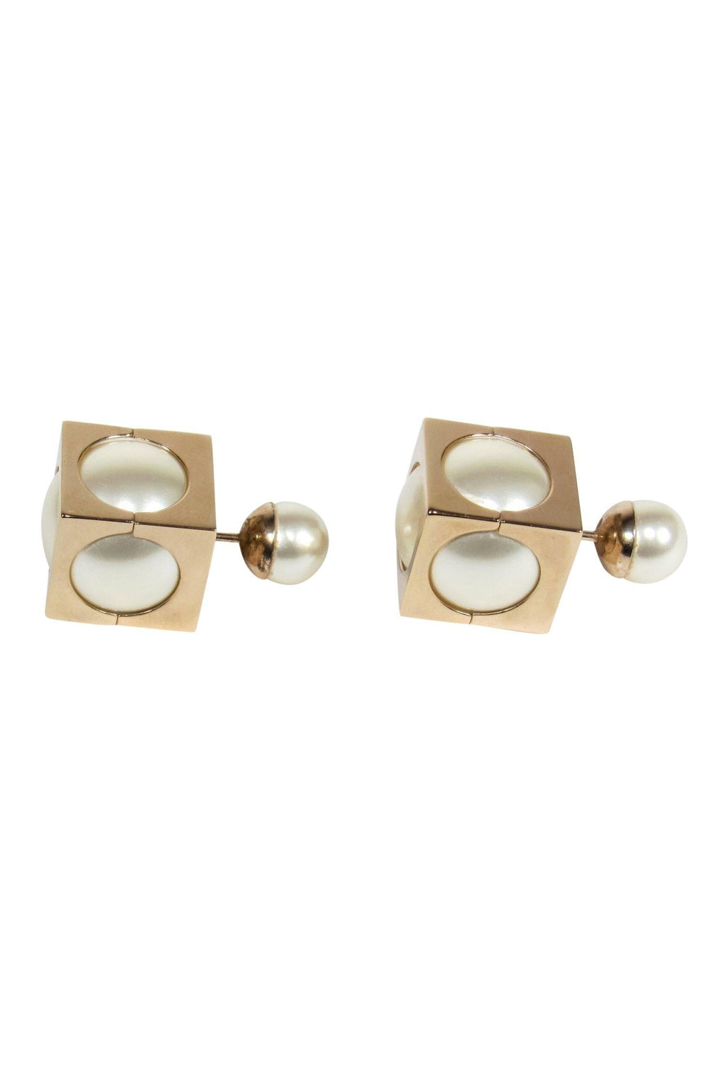 Christian Dior - Pearl Resin & Gold Square "Tribales" Earrings