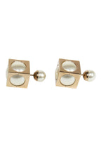 Christian Dior - Pearl Resin & Gold Square "Tribales" Earrings