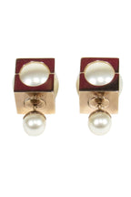 Christian Dior - Pearl Resin & Gold Square "Tribales" Earrings