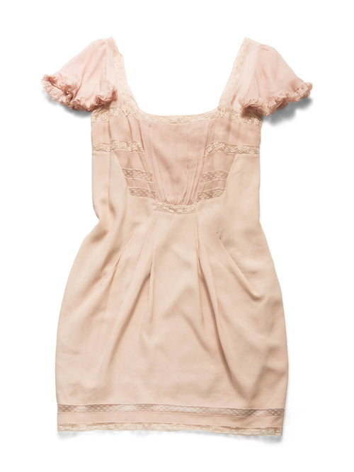 Christian Dior Silk Lace Mini Dress Blush Pink