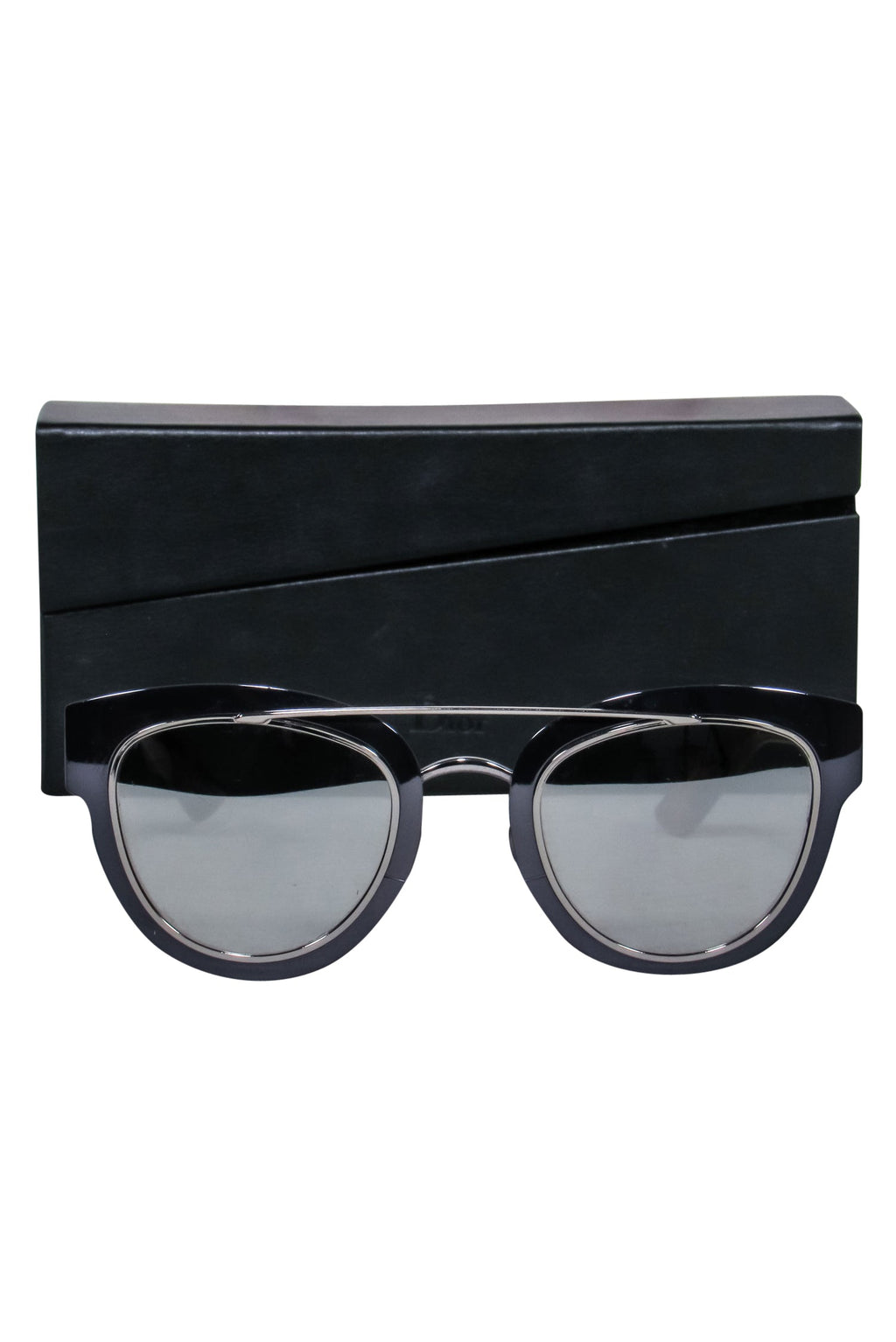 Christian Dior - Silver & Tortoise Shell Mirrored Cat Eye Sunglasses w/ Brow Bar