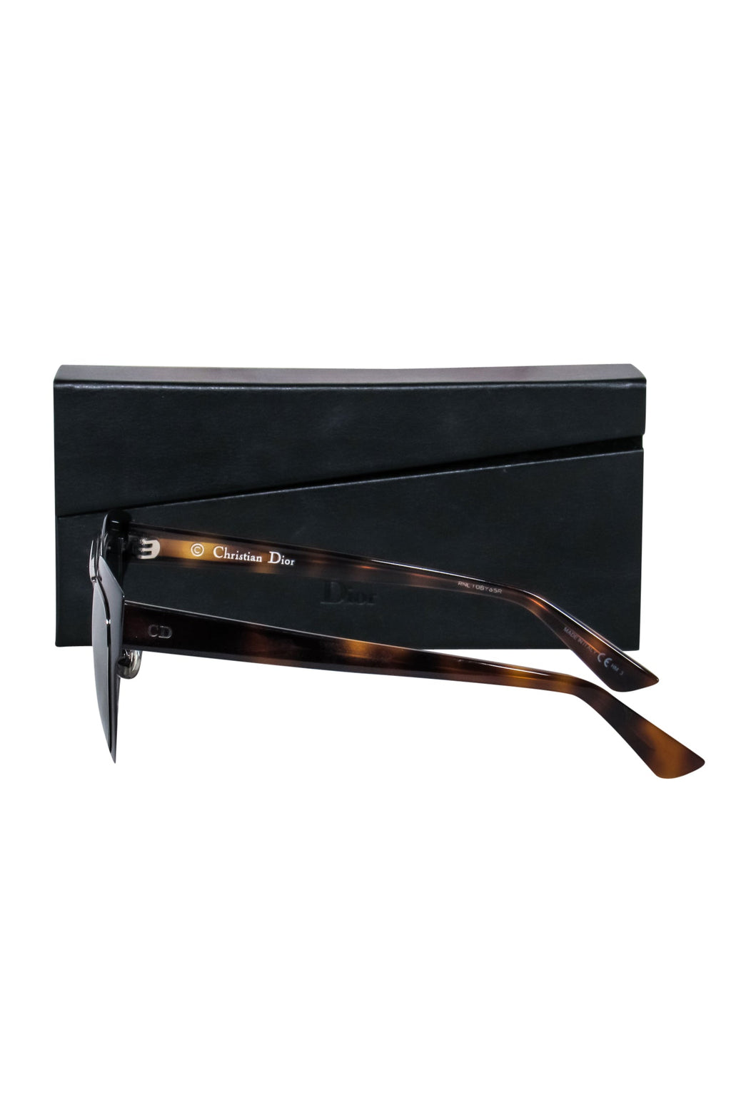 Christian Dior - Silver & Tortoise Shell Mirrored Cat Eye Sunglasses w/ Brow Bar
