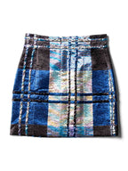 Christian Dior Sparkly Metallic Knit Mini Skirt Blue Black