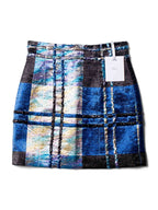 Christian Dior Sparkly Metallic Knit Mini Skirt Blue Black