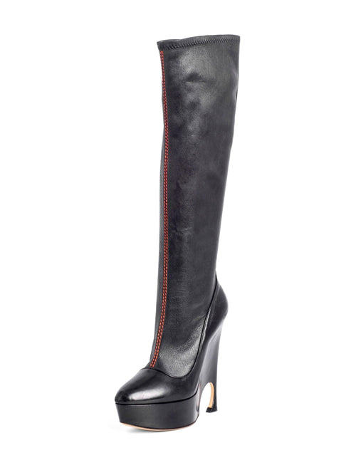 Christian Dior Stretchy Leather Vision Platform Boots Black