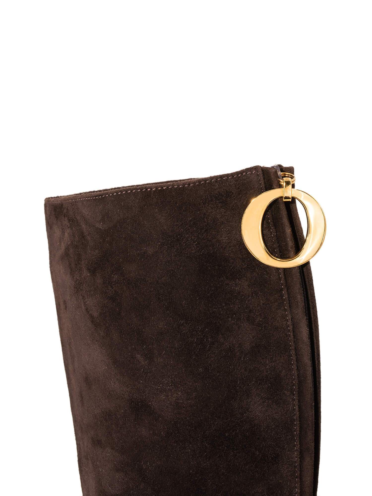 Christian Dior Suede Leather Lady D Boots Brown