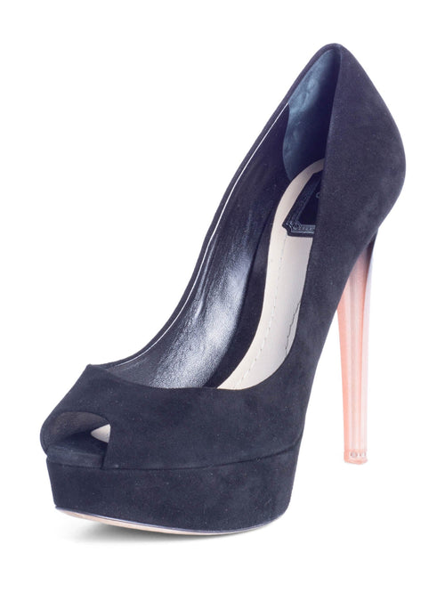 Christian Dior Suede Platform Peep Toe Ombre Heels Black