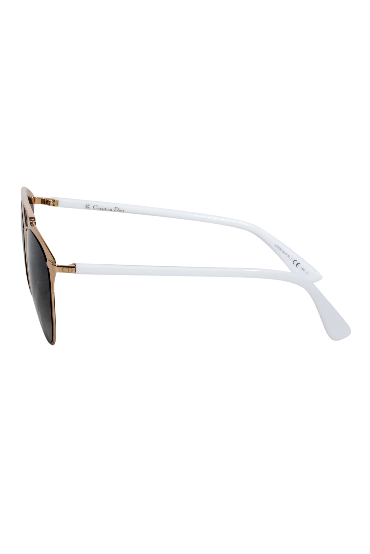 Christian Dior - White & Gold Aviator Sunglasses