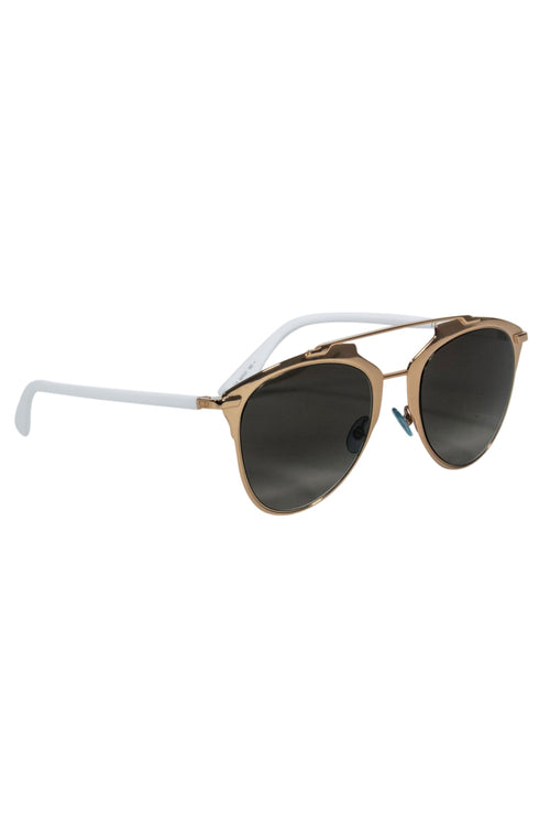 Christian Dior - White & Gold Aviator Sunglasses