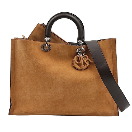 DIOR Christian Lady two-tone suede tote bag