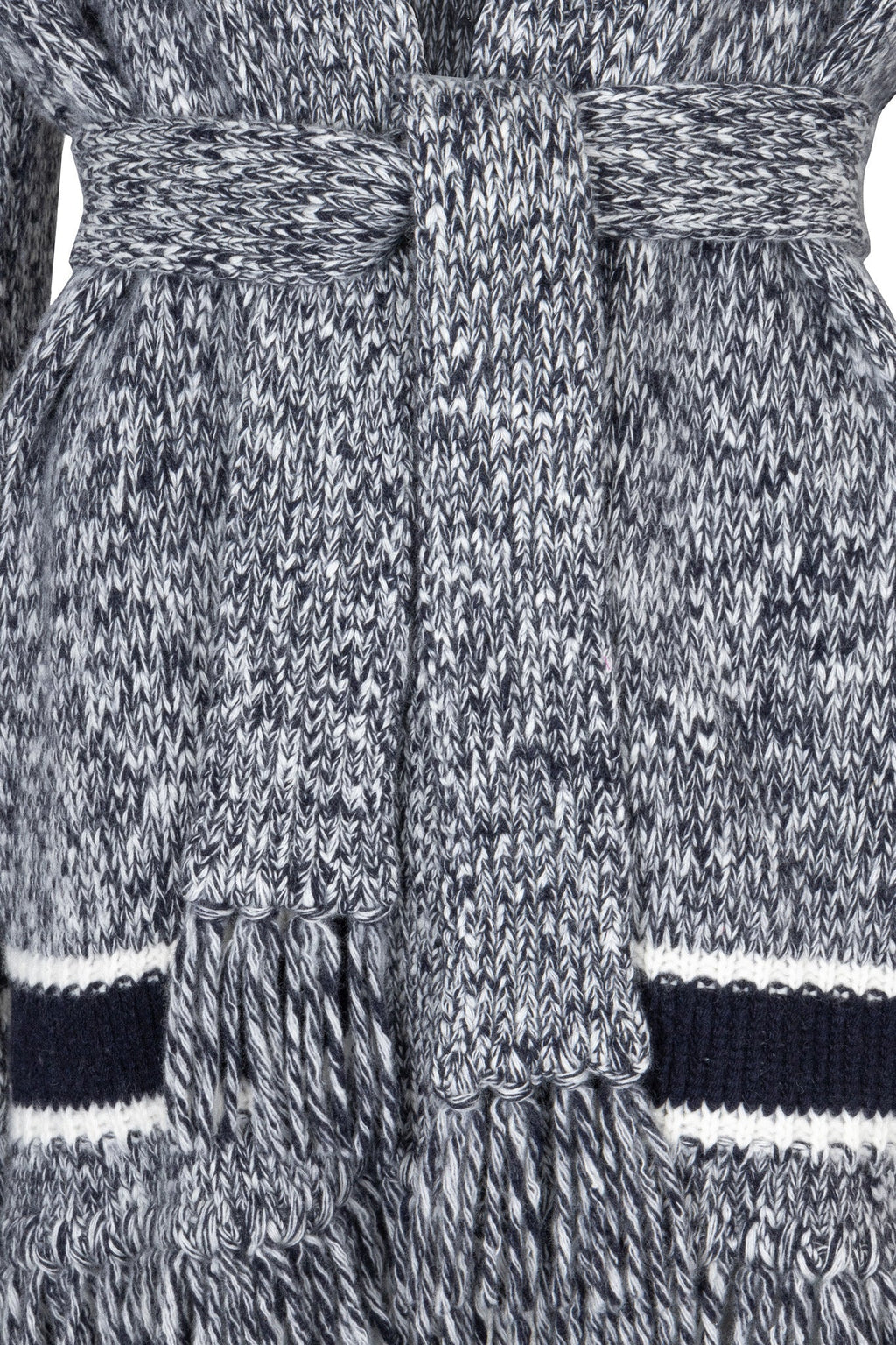 CHRISTIAN DIOR Belted Knit Cardigan Wool Blue Ivory