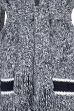 CHRISTIAN DIOR Belted Knit Cardigan Wool Blue Ivory