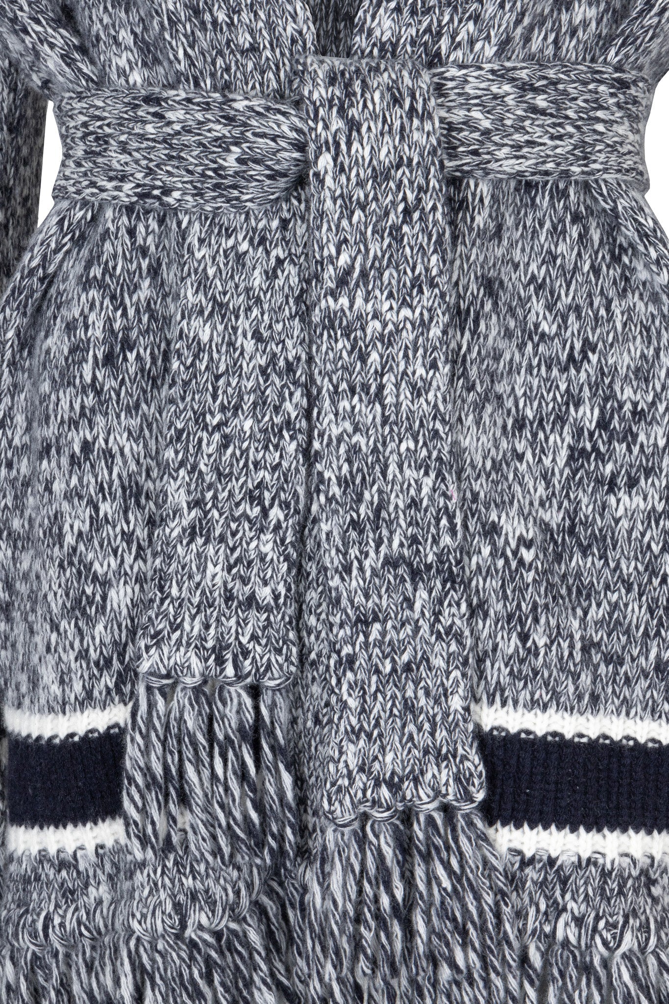 CHRISTIAN DIOR Belted Knit Cardigan Wool Blue Ivory