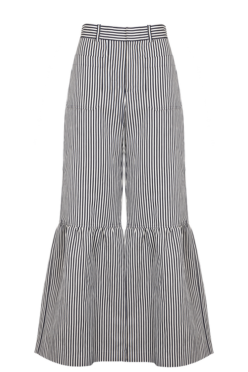CHRISTIAN DIOR Flared Pants Striped Black White
