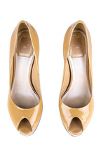 Dior Beige Patent Peep Toe Platform Pumps Size US 6.5 | EU 36.5