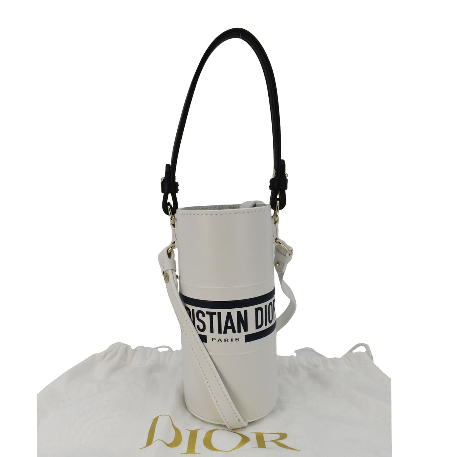 Christian Dior Vibe Bottle Holder Printed Leather Crossbody Bag White