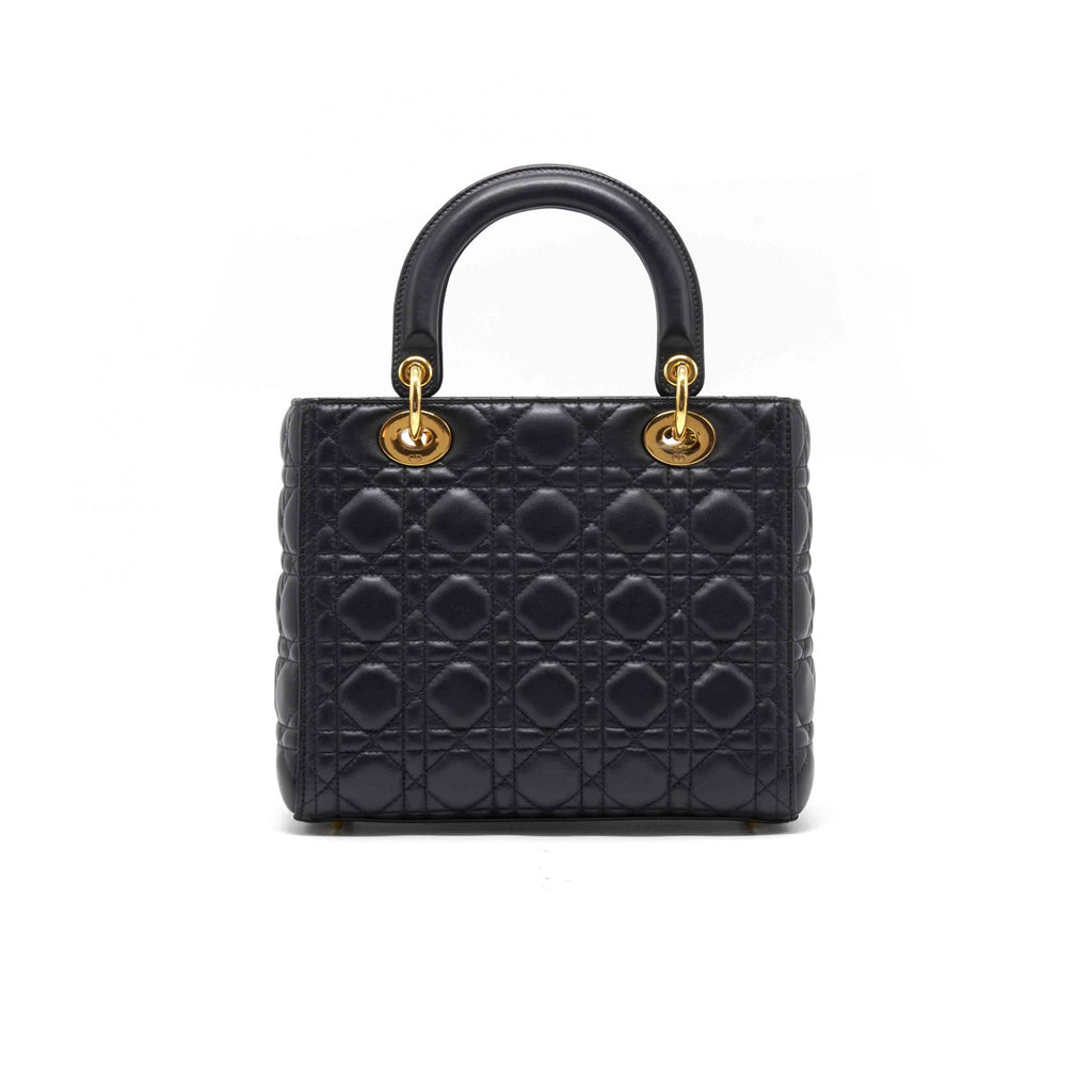 Dior Black Quilted Cannage Leather Medium Lady Dior Tote Bag