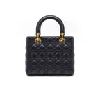 Dior Black Quilted Cannage Leather Medium Lady Dior Tote Bag