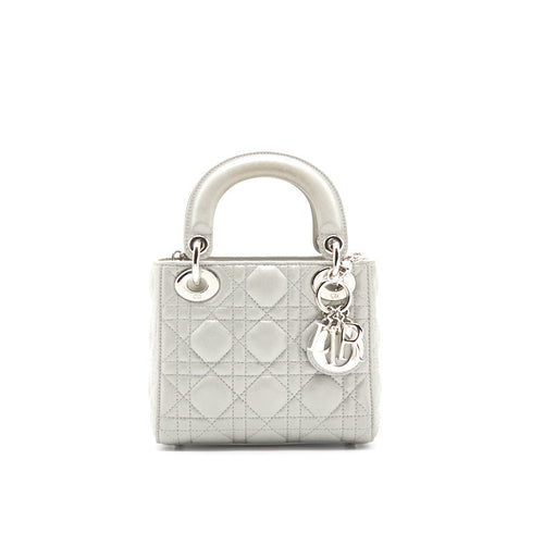 Dior Light Grey Mini Lady Dior Tote