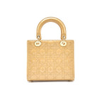 Dior Beige Patent Leather Medium Lady Dior Tote Bag