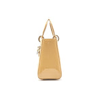 Dior Beige Patent Leather Medium Lady Dior Tote Bag