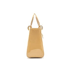 Dior Beige Patent Leather Medium Lady Dior Tote Bag